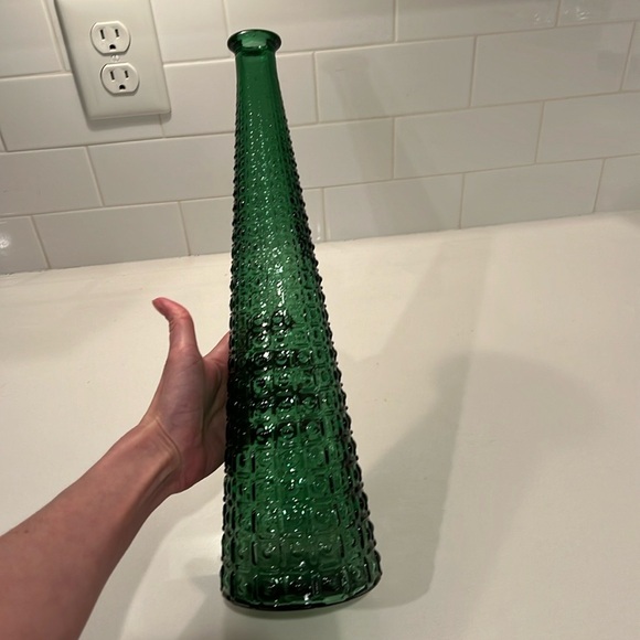 AMAZING! Vintage MCM Empoli Italian Green Aztec Genie Bottle Decanter 22" - Picture 8 of 12